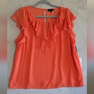 1.State Womens Size Large V Neck Flutter Sleeve Orange